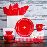 Celebrating You 3 Piece Collection: Red Plate, Red Mug, and Red Bowl